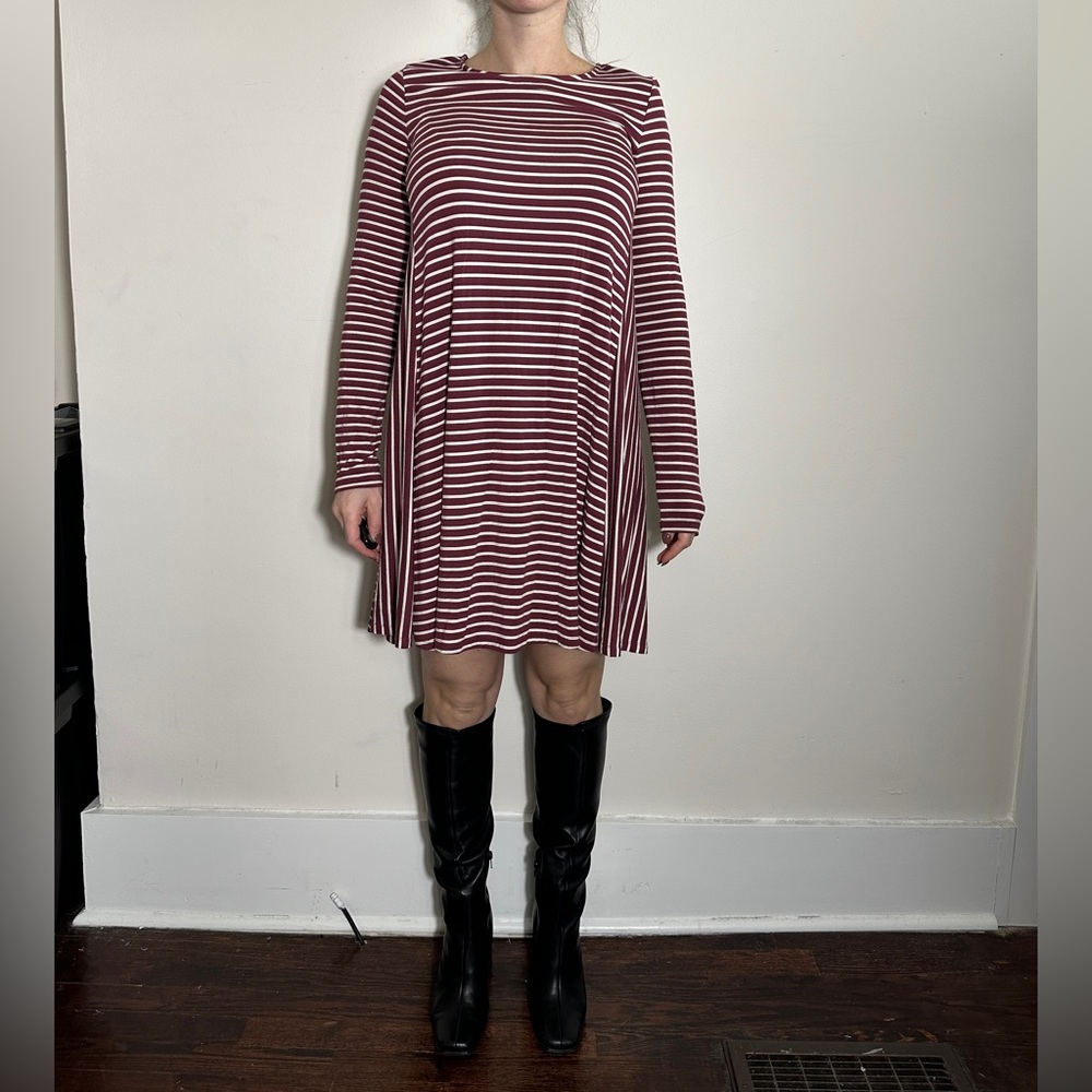 Old Navy Red White Striped Longsleeve Mini Dress Size Medium